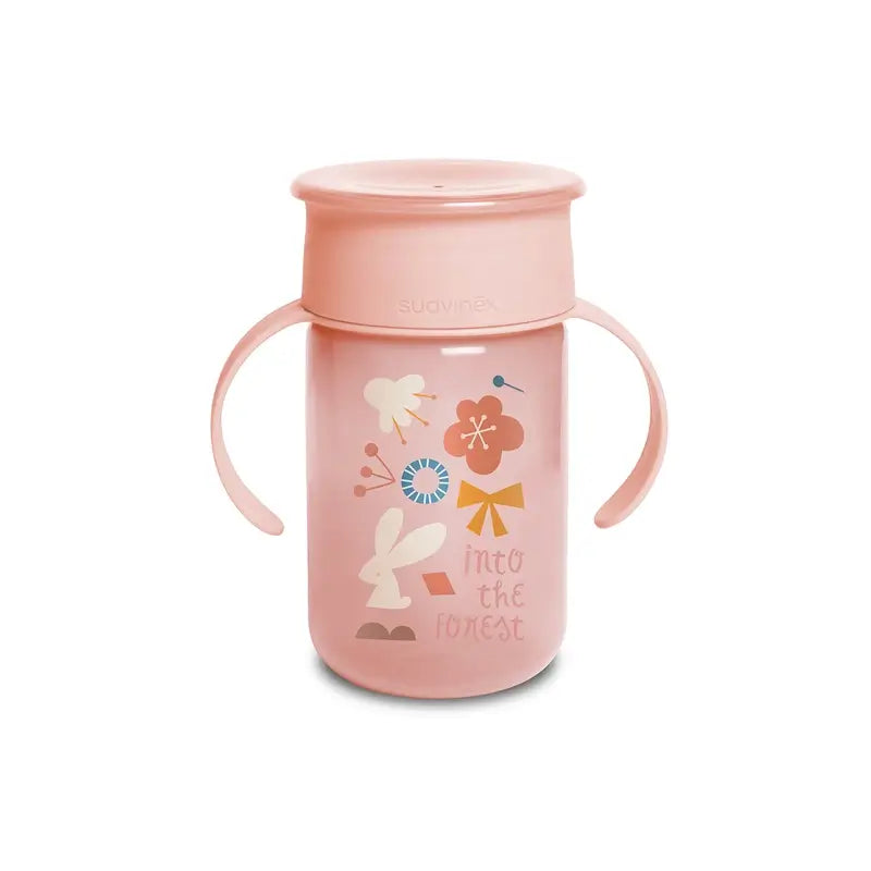 Suavinex 360 Tazza di addestramento con manici 340 Ml, senza versamento, +12 mesi, rosa