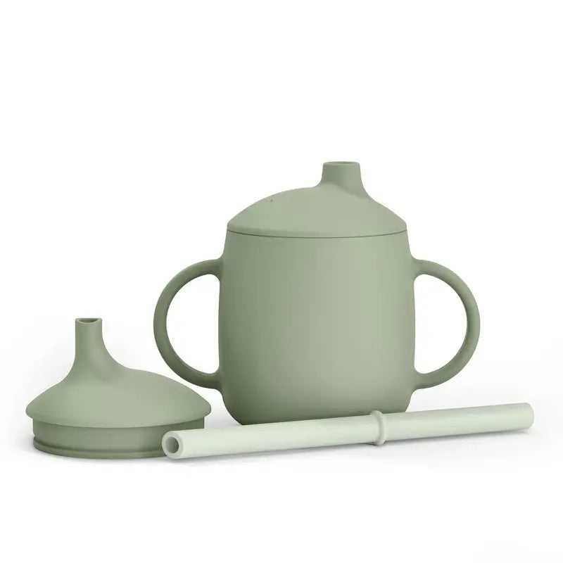 Tazza di apprendimento Suavinex 3 in 1 in silicone, +6 mesi, verde