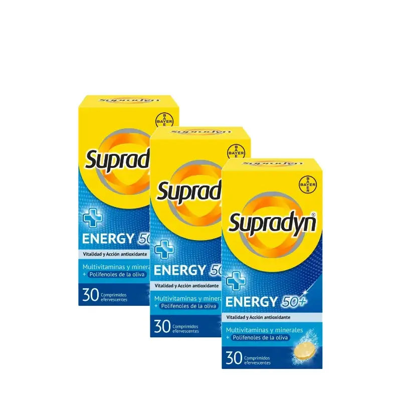 Supradyn Energy 50+ Vitamine ed energia, confezione da 3 x 30 compresse effervescenti