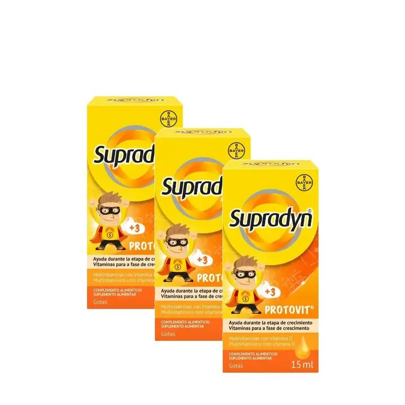 Supradyn Protovit Vitamine e minerali per bambini, confezione da 3 x 15 ml
