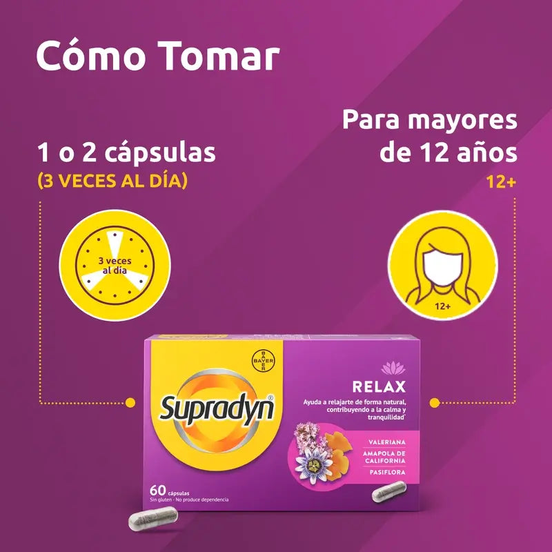 Supradyn Relax, Calma e Tranquillità con Passiflora e Valeriana, 60 Capsule