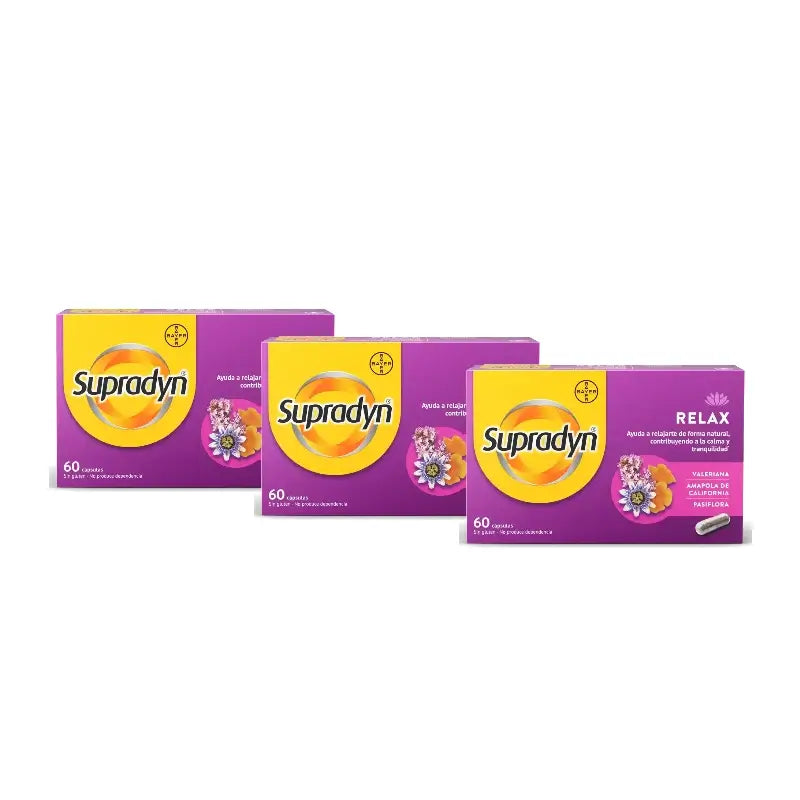 Supradyn Relax, calma e serenità con passiflora e valeriana, confezione da 3 x 60 capsule