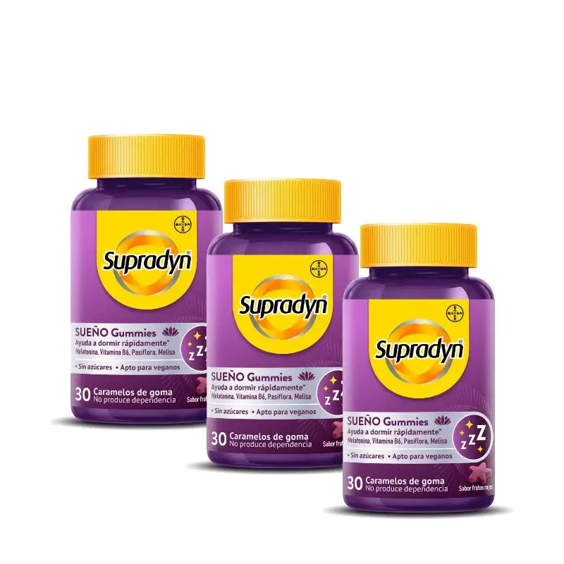 Supradyn Sonno e Serenità - Caramelle gommose alla melatonina e vitamina B6, confezione da 3 x 30 caramelle