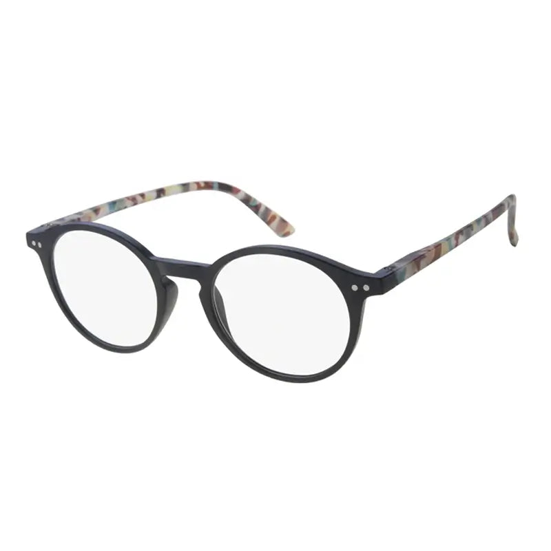 Occhiali da lettura per presbiopia Surgicalmed Euro Optics Gala (nero opaco, aste bianche/marroni e decorazioni argento) (+2.00)