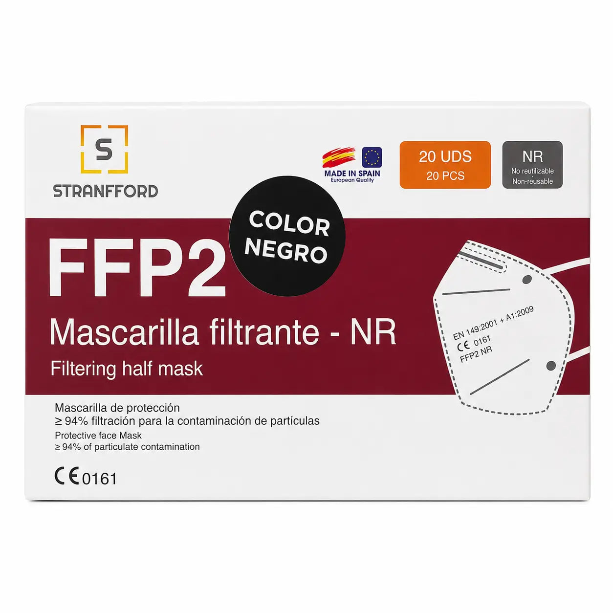 Surgicalmed Mascherina protettiva FFP2-NR nera, 20 pezzi