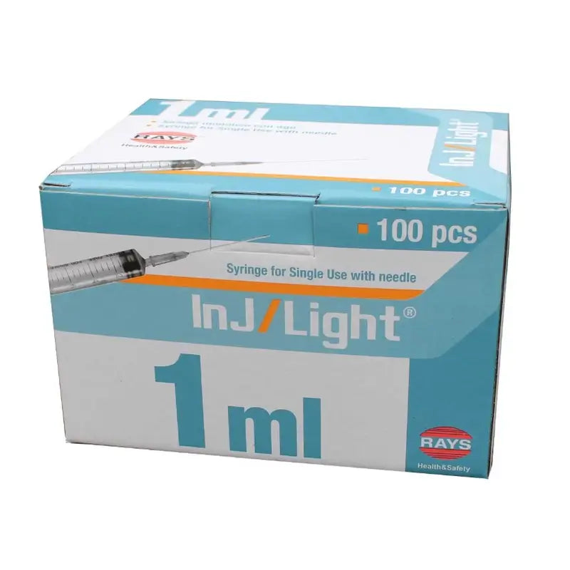 Siringhe per tubercolina Surgicalmed Rays da 1 Ml con ago 25G 0,5X16 Mm Inj/Light - Confezione da 100 unità, 100 unità