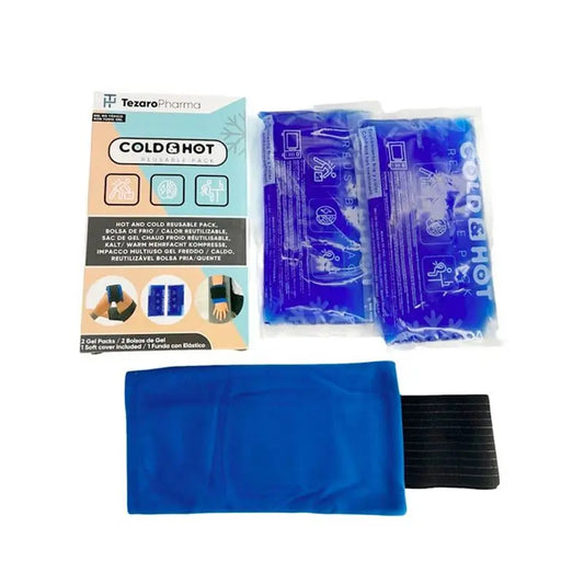 Surgicalmed Tezaro Pharma Confezione da 2 Gel Pack riutilizzabili caldi e freddi (26 X 15 Cm) con copertura multiposizione In scatola Tezaro Pharma, 2 pz.