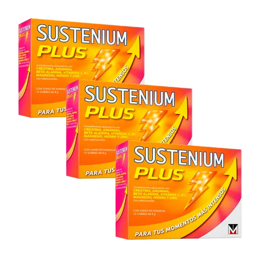 Sustenium Plus Triplo Integratore alimentare con succo d'arancia 3 x (12 bustine x 8 g)