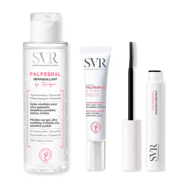 Svr Pack Routine Occhi Sensibili Topialyse Crema Palpebrale 15 Ml + Palpebrale By Topialyse Demaquillant Yeux 125 Ml + Palpebrale By Topialyse Mascara Protect 9 Ml