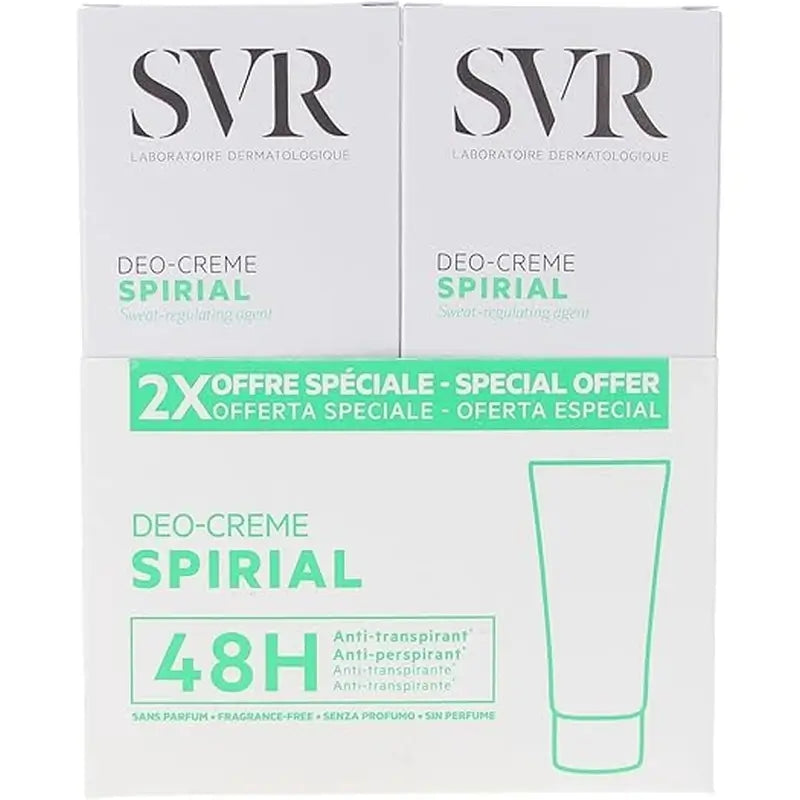 SVR Spirial Duo Deo-Crema Antitraspirante 48h, 2x50 ml