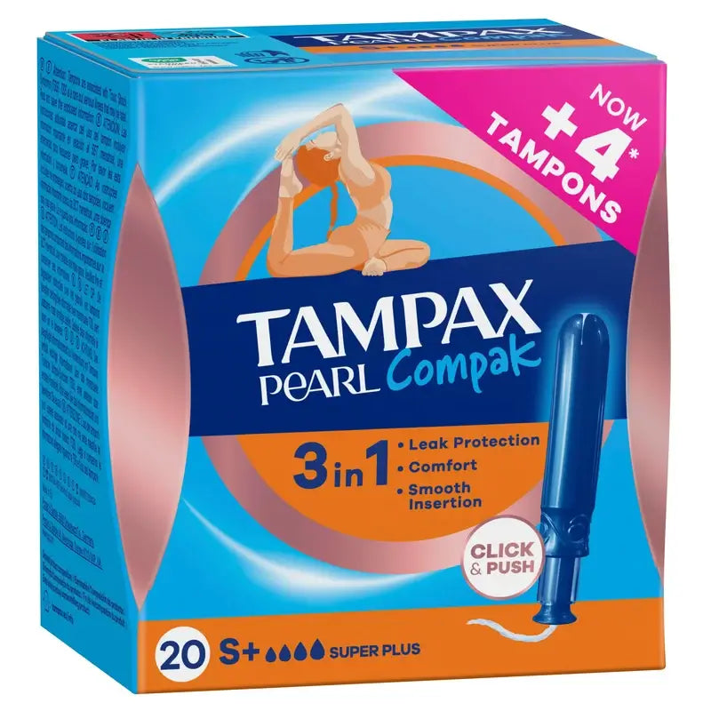 Tampax Pearl Compak Super Plus Tamponi con applicatore, 20 unità