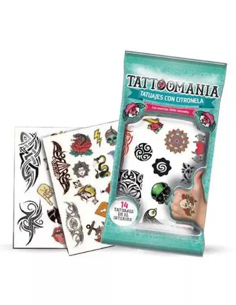 Tattoomania Tatuaggi con Citronella, 1 busta con 14 tatuaggi