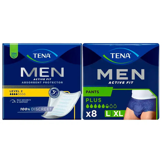 TENA Uomo Livello 2 Incontinenza 1x20 pz. + TENA Uomo Pantaloni Active Large 1x8 pz.