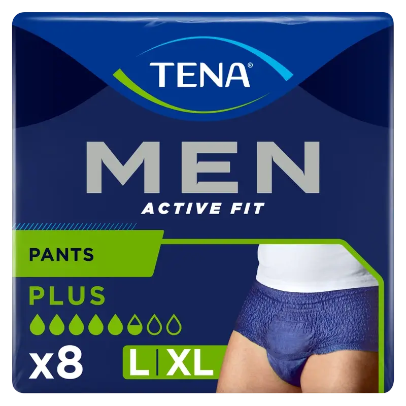Tena Uomo Pantaloni Attivi Taglia L-XL, 8 Pezzi.