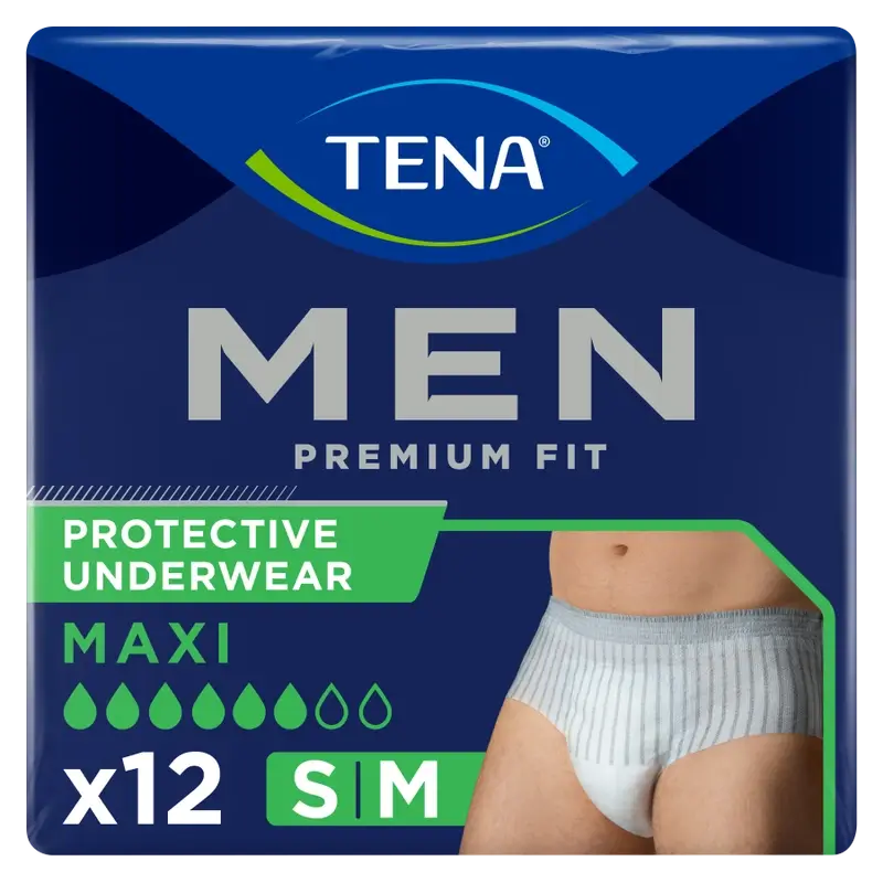 Tena Uomo Pantaloni Premium Fit Maxi taglia S-M, 12 unità