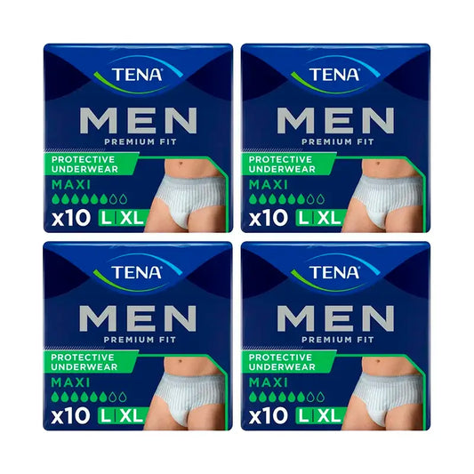 Tena Pack Uomo Pantaloni Premium Fit Maxi L-XL, 4 X 10 unità