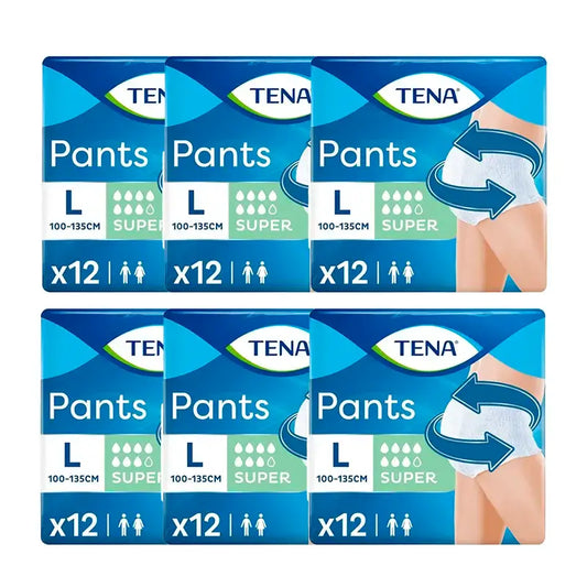 Tena Pack Pants Pantaloni assorbenti per incontinenza urina leggera taglia super large, 6 X 12 unità