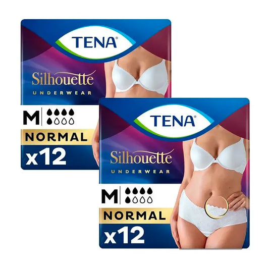 Tena Pack Silhouette bianco a vita bassa taglia M, 2 X 12 unità