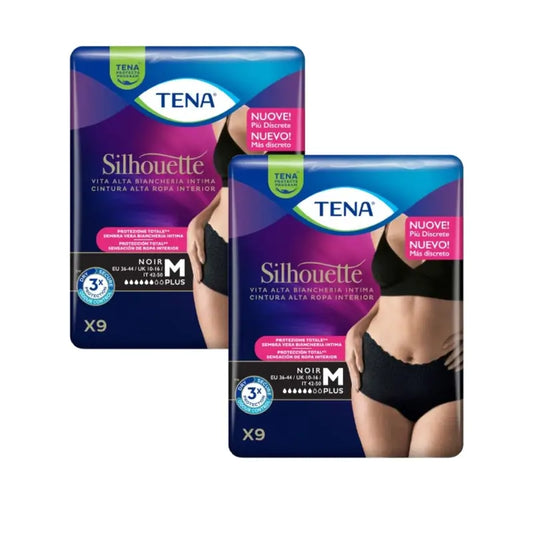Tena Pack Silhouette Crema Plus Vita Alta Taglia M, 2 X 9 Unità