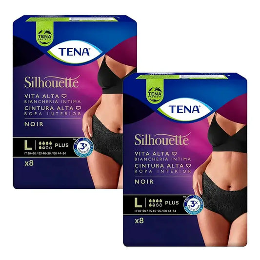 Tena Pack Silhouette Night Plus Vita Alta Taglia L, 2 X 8 Unità
