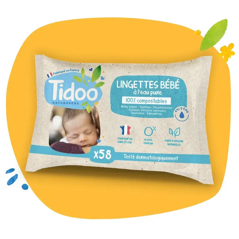 Tidoo Salviettine all'acqua non profumate , 58 pz.