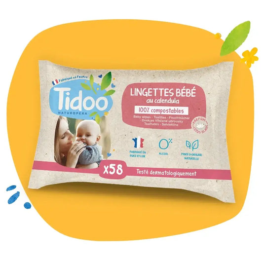 Tidoo Salviette alla Calendula con salviette profumate biologiche , 58 unità