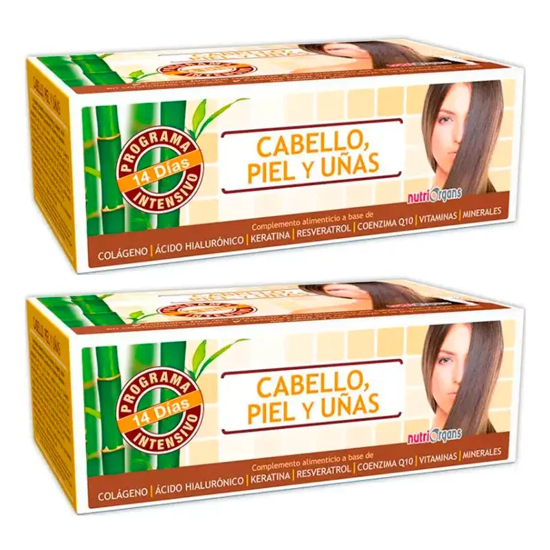 Tongil Nutriorgans Capelli Pelle e Unghie , Confezione 2 x 10 Ml x 14 fiale
