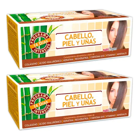 Tongil Nutriorgans Capelli Pelle e Unghie , Confezione 2 x 10 Ml x 14 fiale