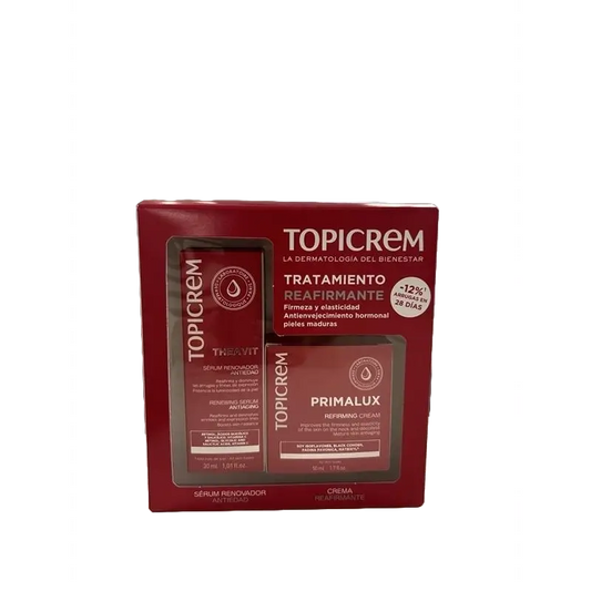 Topicrem Siero antietà Theavit 30 Ml + Crema Primalux 50 Ml 15%.