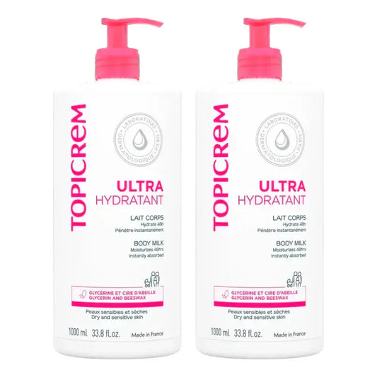 Topicrem Latte corpo ultra-idratante, confezione da 2 x 1 litro