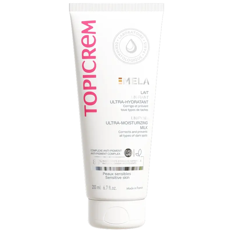 Topicrem Mela Latte corpo unificante ultra-idratante Spf15, 200 ml