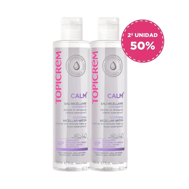 Topicrem Pack Duo Calm+ Acqua Micellare 200 Ml 2a Unità 50%.