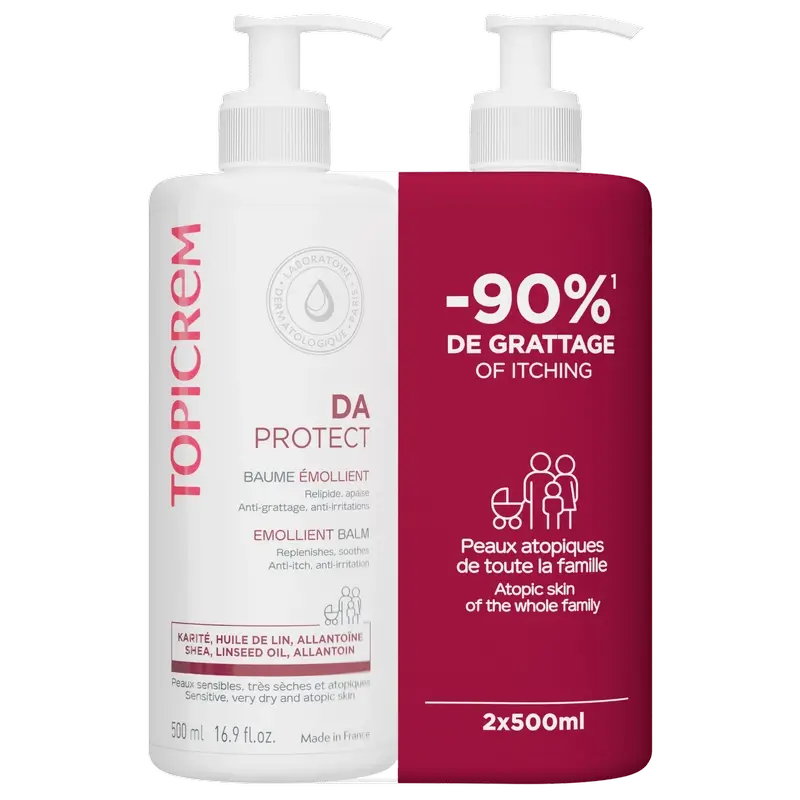 Topicrem Duo Pack Da Protect Emollient Balm 500 Ml 2nd Unit 50%.