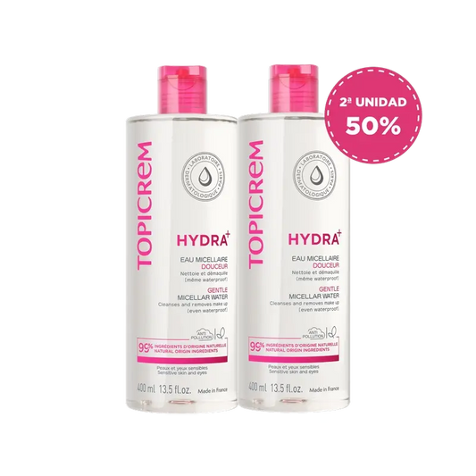 Topicrem Hydra+ Confezione di acqua micellare delicata, 2x400 ml