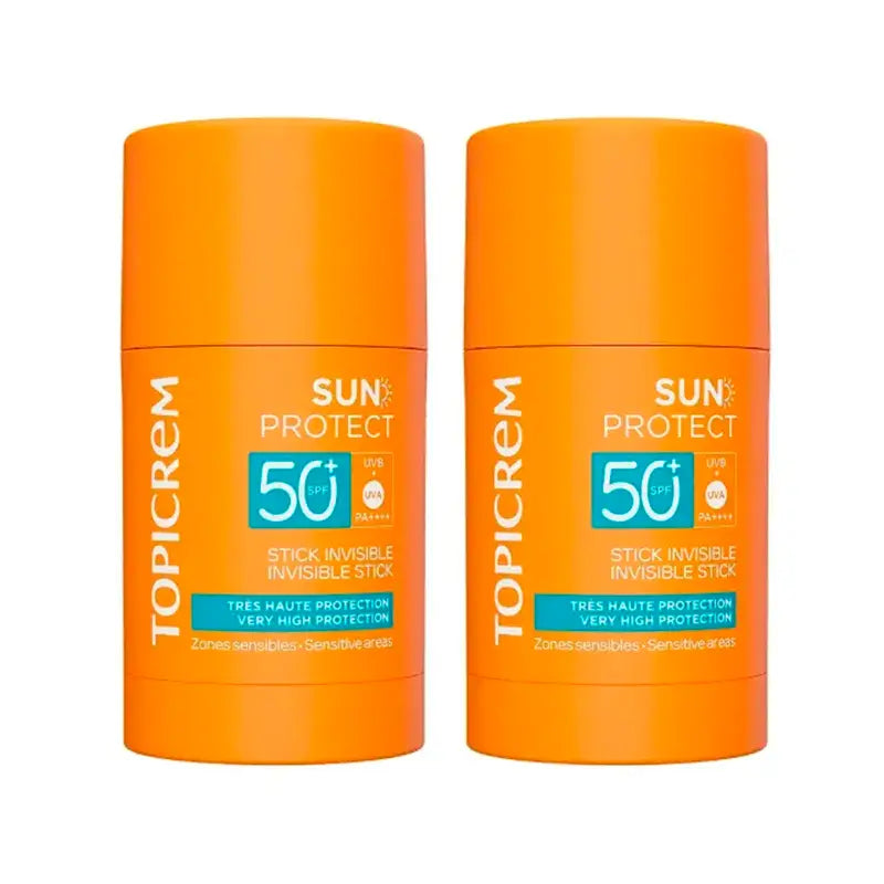 Topicrem Sun Protect Invisible Stick Spf50+, Confezione 2 x 15 Gr