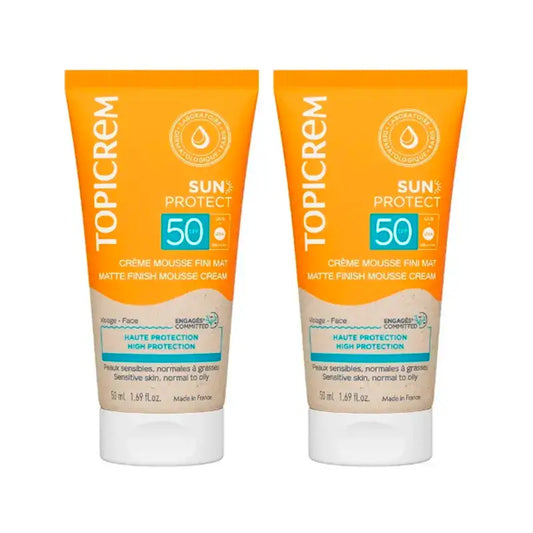 Topicrem Sun Protect Matte Finish Mousse Cream Spf50, Confezione 2 x 50 Ml