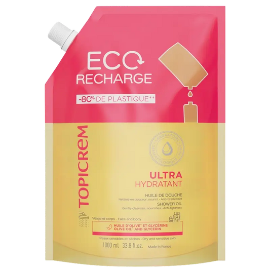 Topicrem Uh Ricarica di olio doccia ultra-idratante, 1L