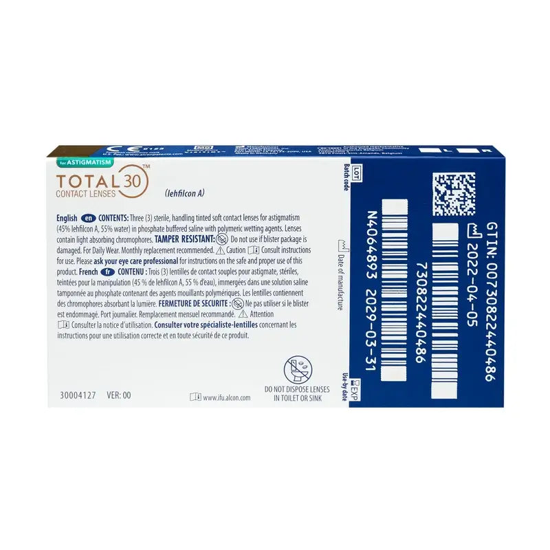 Total30 Monthly Toric Lenses , 3 units