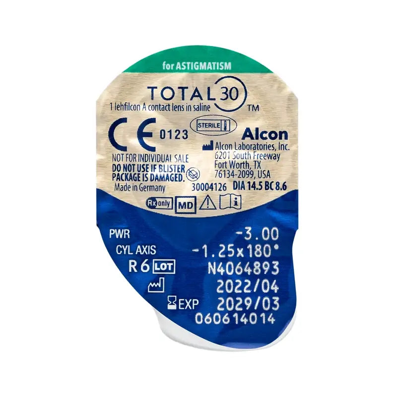 Total30 Monthly Toric Lenses , 3 units