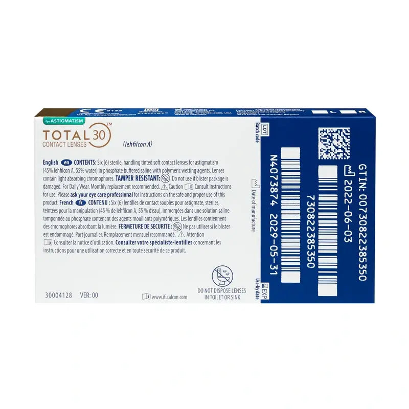 Total30 Monthly Toric Lenses , 6 units