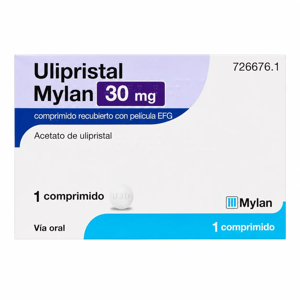 Ulipristal Mylan Efg 30 mg, 1 compressa rivestita con film