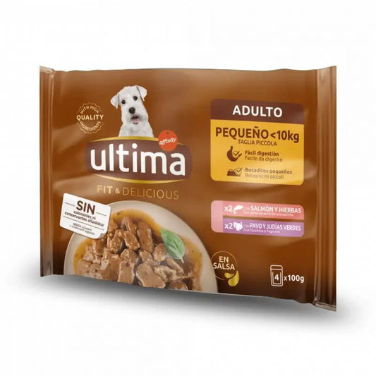 Ultima Comida Húmeda Ud Mini Wet Multipouch Salmone e Tacchino, 400 gr