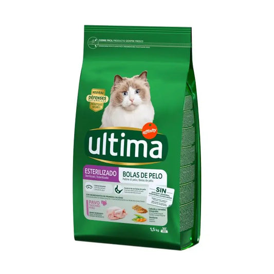 Ultima Cibo per gatti sterilizzati contro i boli di pelo, 1,5 kg