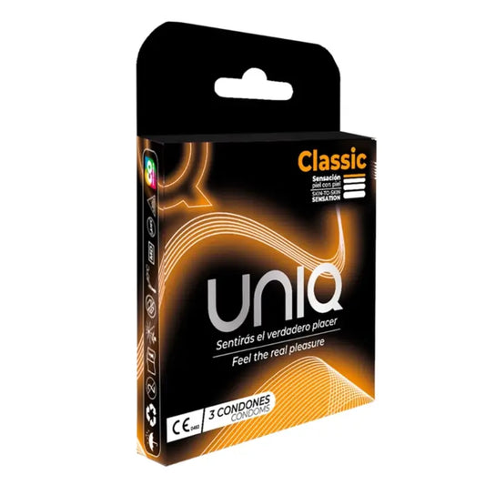Preservativi Uniq Classic senza lattice, 3 pezzi.