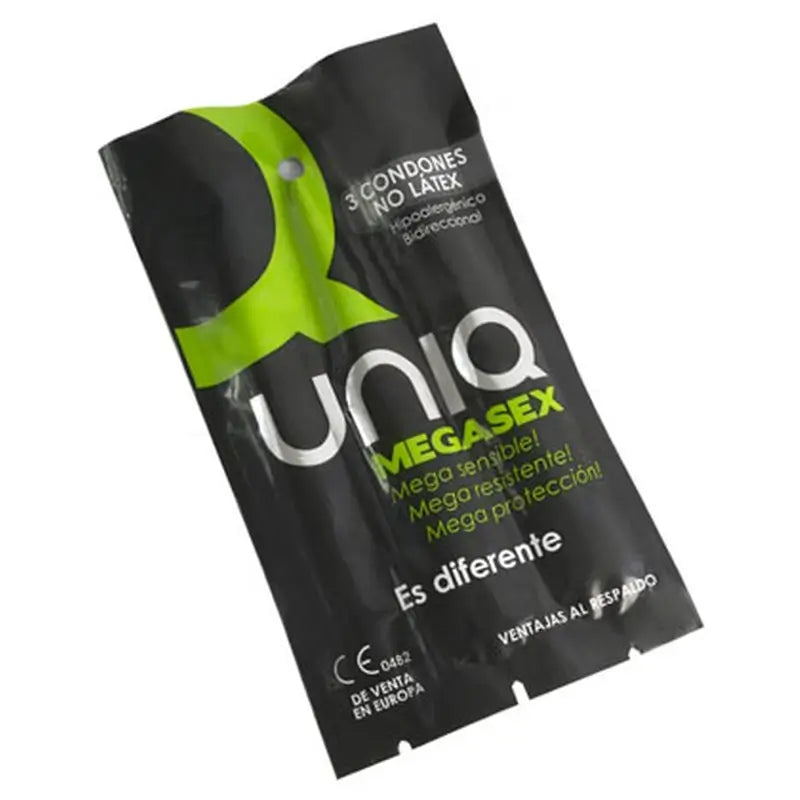 Preservativi sensibili Uniq Megasex con giarrettiera senza lattice 3 unità