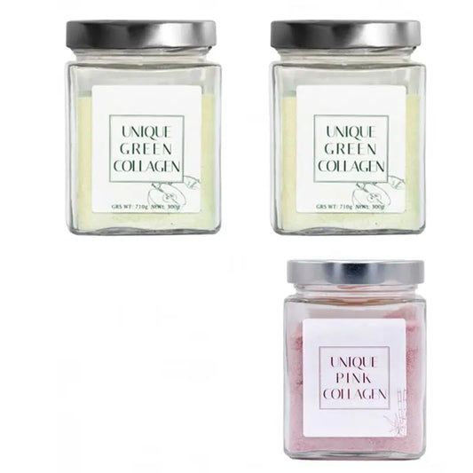 Integratore alimentare di collagene verde e rosa unico, triplo 3x300 grammi