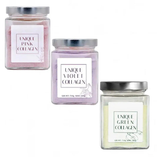 Integratore alimentare di collagene unico viola, rosa e verde, triplo 3x300 grammi
