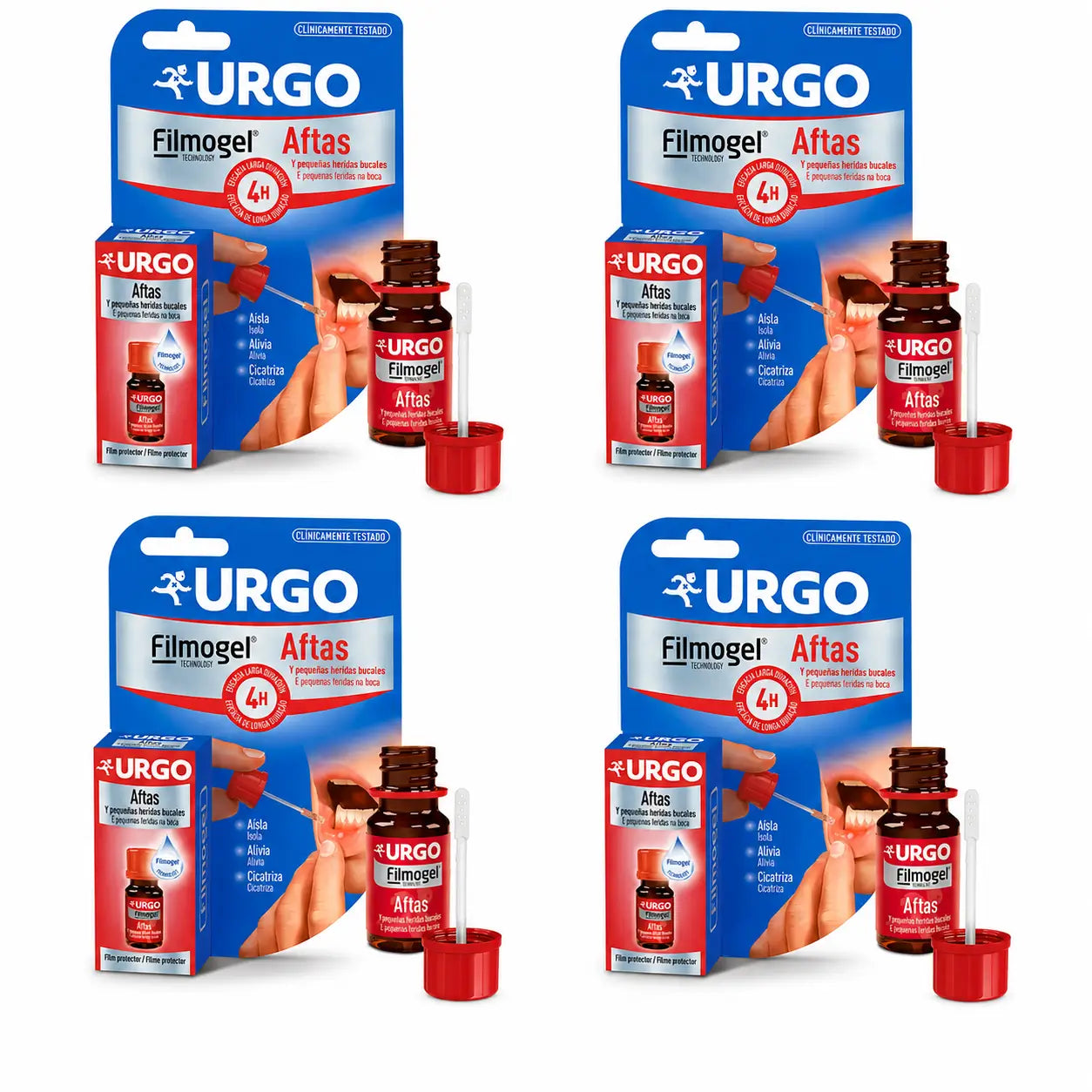 Urgo Aftas Filmogel Flacone da 10 ml, confezione da 4