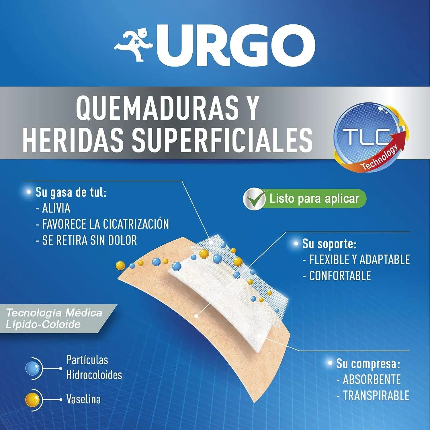 Urgo Medicazione sterile per ustioni e ferite superficiali, 10 X 7 Cm