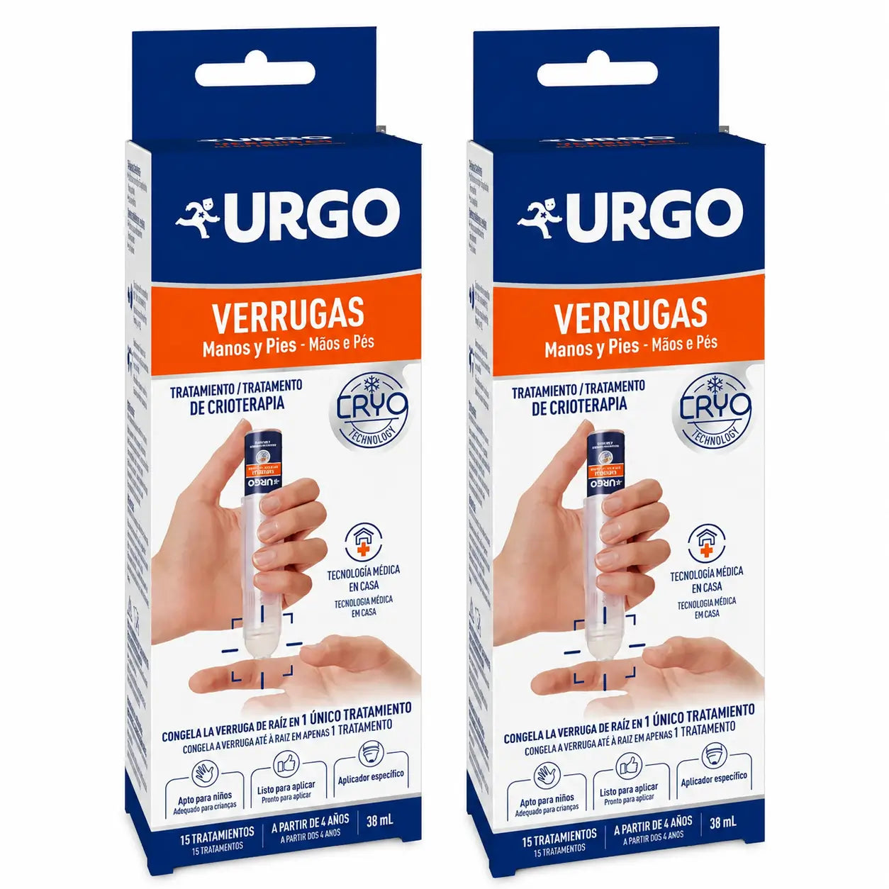 Urgo Verrugas Crioterapia - Flacone da 38 ml, 15 trattamenti, confezione da 2